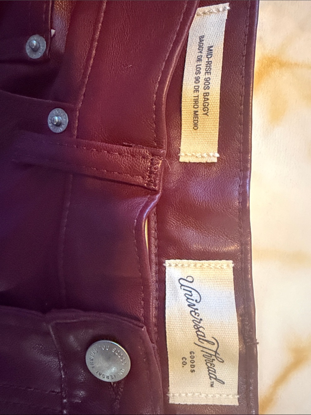 Universal Thread Burgundy baggy Faux Leather Pants *NWOT* - Picture 4 of 4